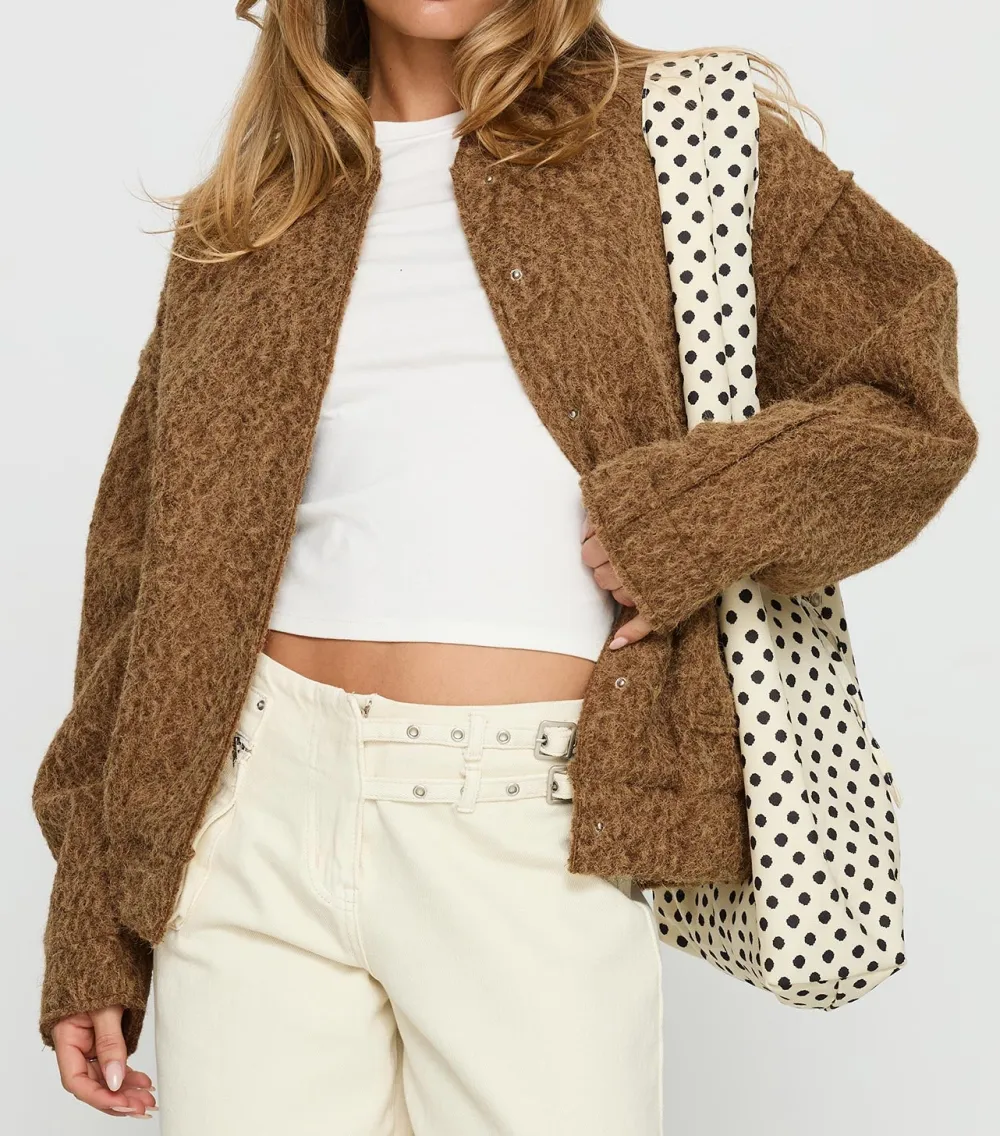 Women’s Textured Oversized Bomber Jacket