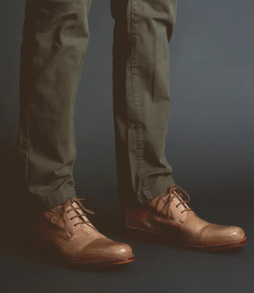 Lace-Up Cap Toe Leather Rugged Ankle Boots