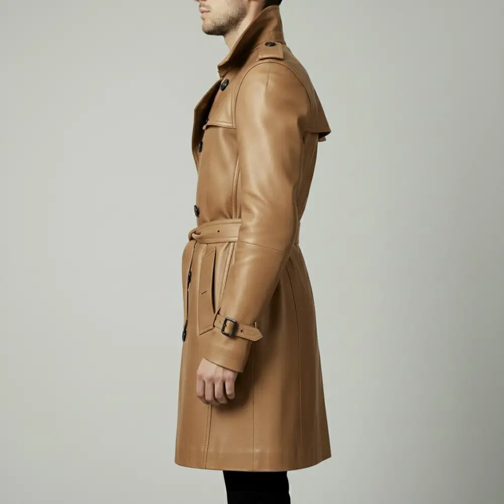 Classic Cowhide Belted Coat