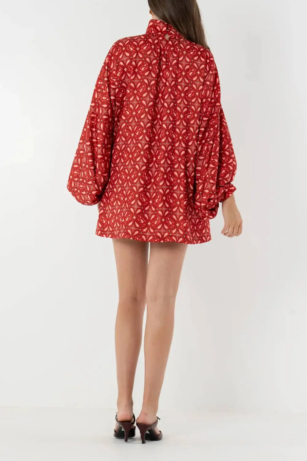 Retro Paisley Print High Neck Mini Dress