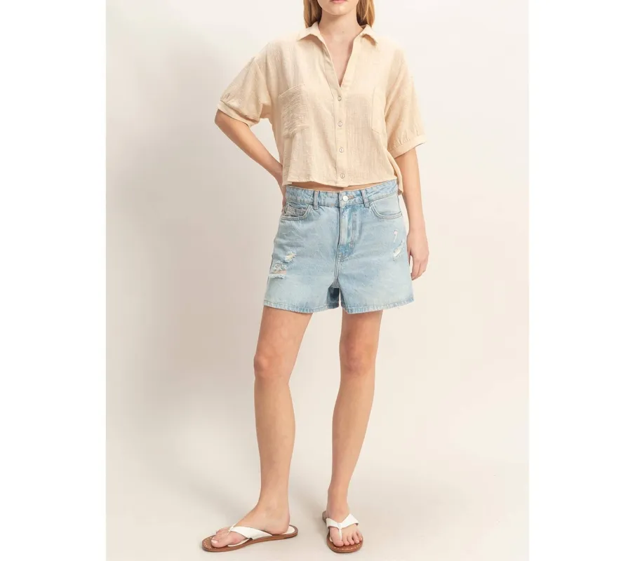 Textured Button-Up Shirt