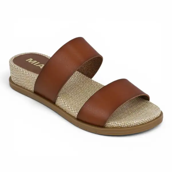 Yelena Raffia Double Strap Slide Sandal
