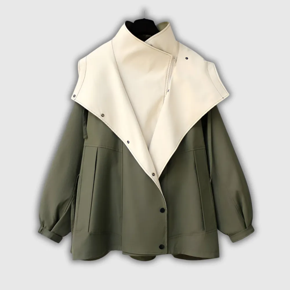Two Tone Utility Shawl Collar Jacket