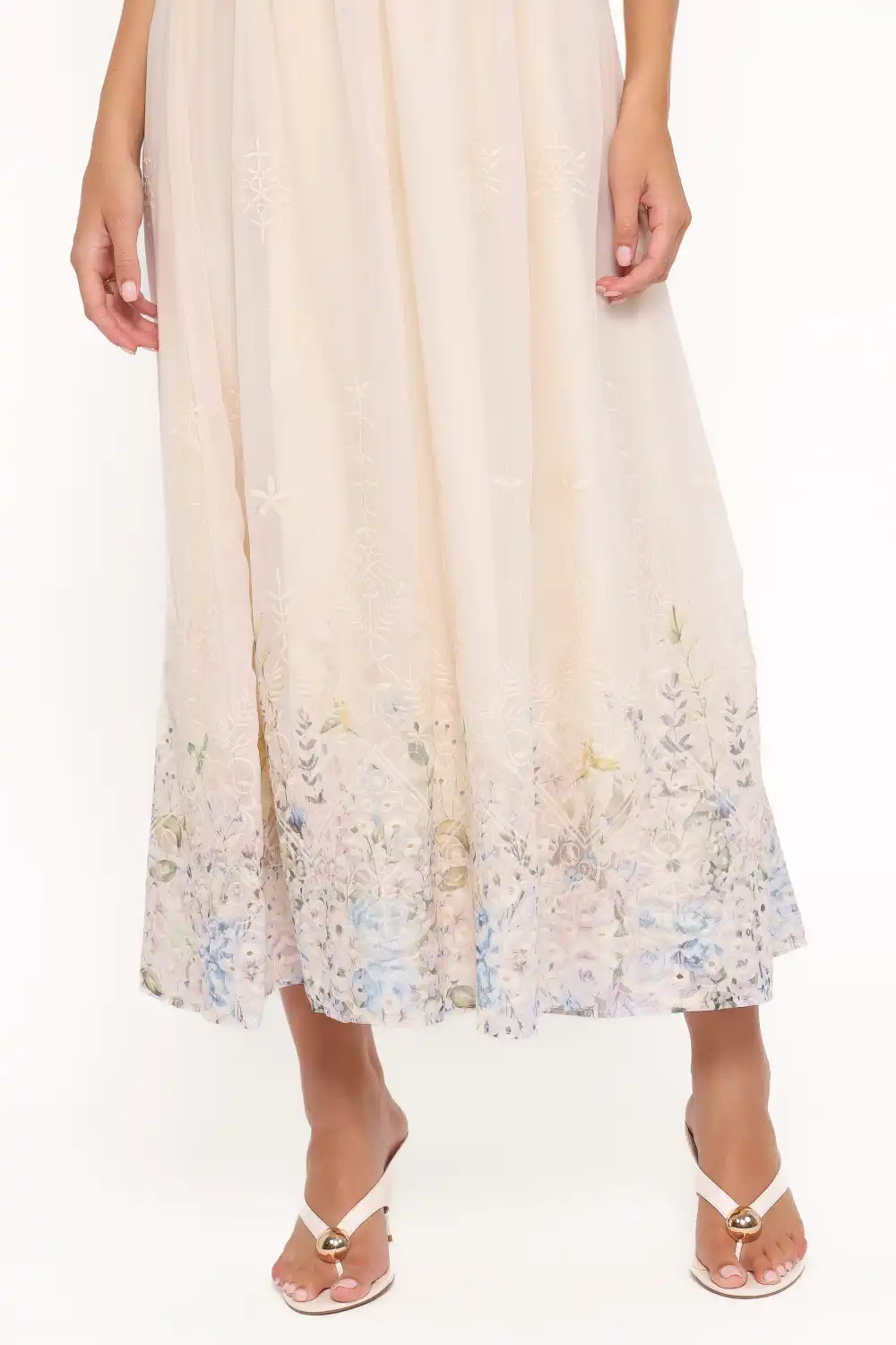 Floral Straight Neck Maxi Dress