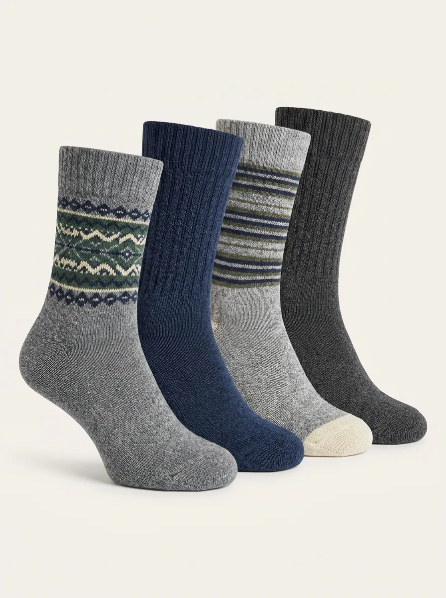 Men's Nature-Print Four Pair Socks
