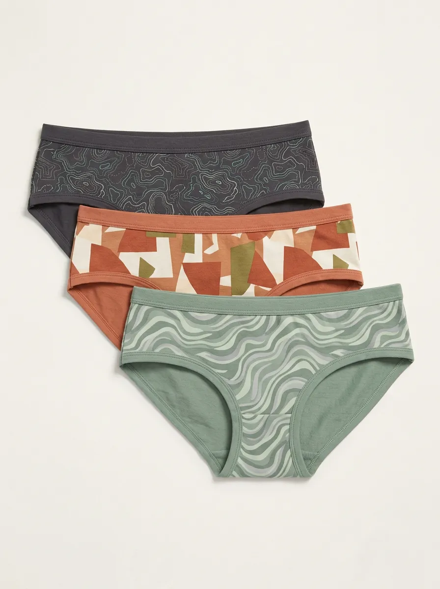 Women's Boho Abstract Geometric Printed Three Pack Briefs