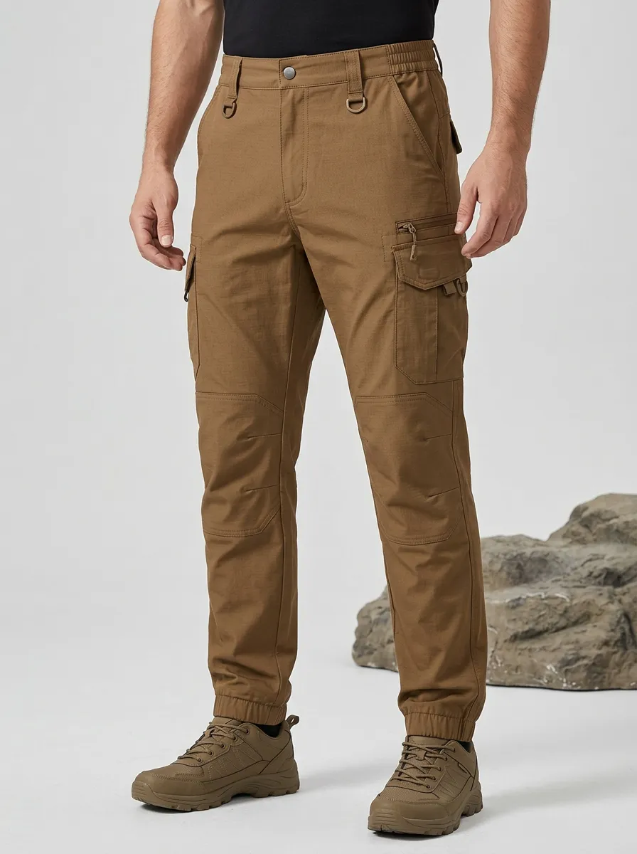 Men's Khaki Utility Cargo Trousers