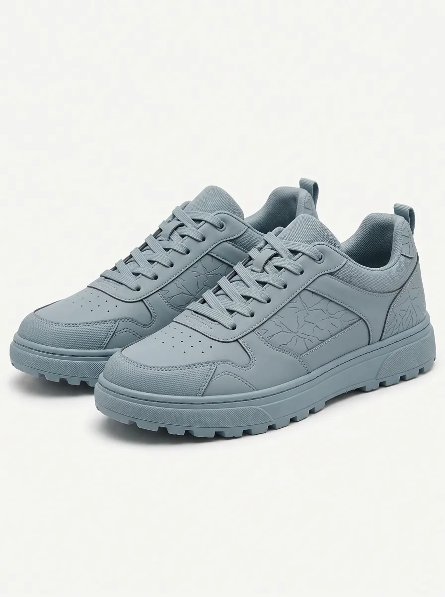 Unisex Blue Crackle-Pattern Casual Sneakers