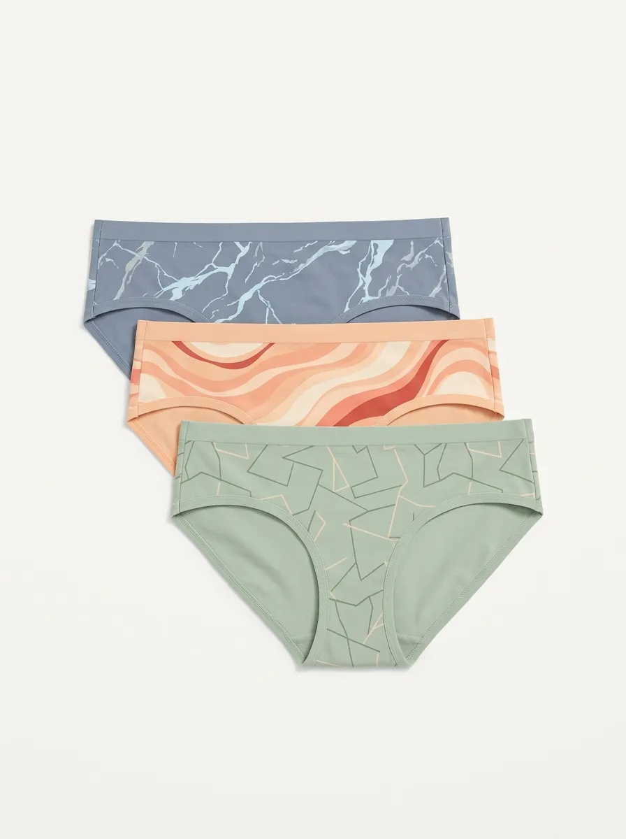 Marble Wave Hipster Printed Briefs Three Pack
