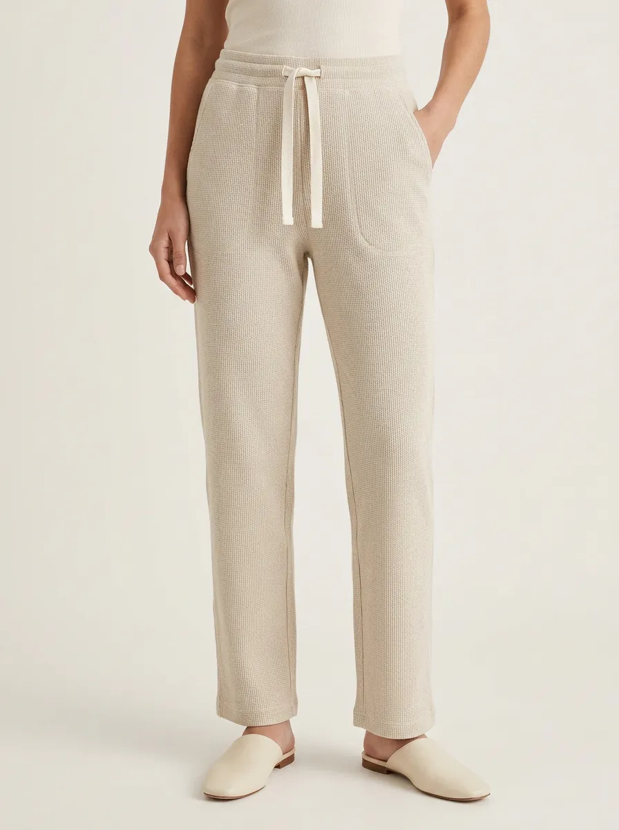 Women's Casual Waffle Knit Drawstring Lounge Pants