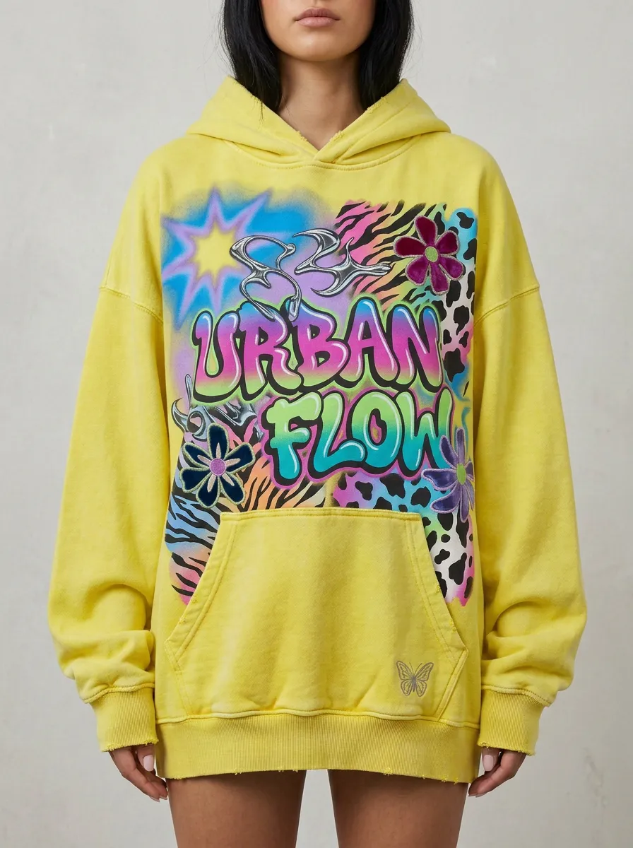 Unisex Streetwear Graffiti Animal-Graphic Hoodie