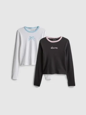 7-15yrs | 2pk Cotton Rich Long Sleeve Ringer T-Shirts