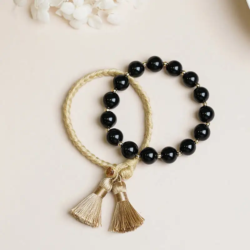 Onyx Bead String Bracelet