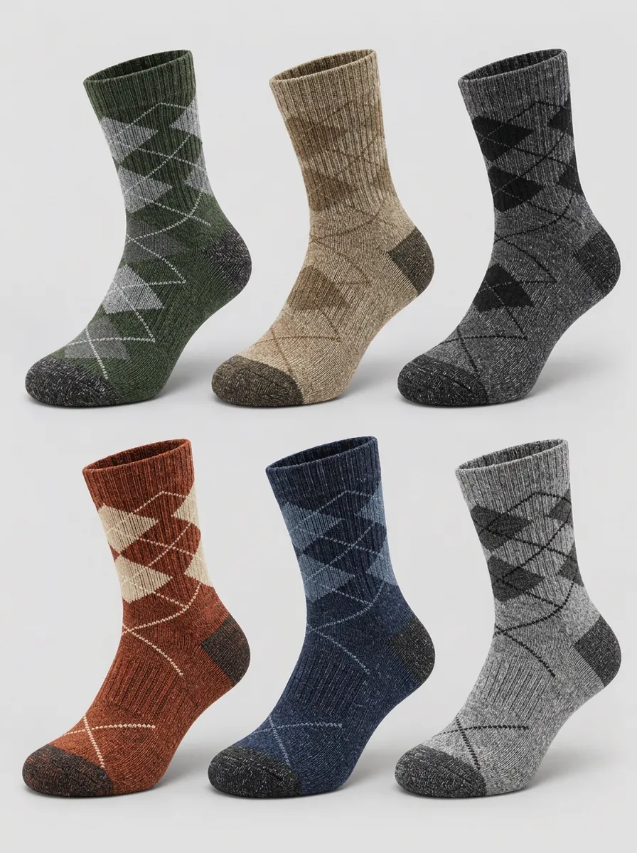 Men's Argyle Crew Socks 6-Pack