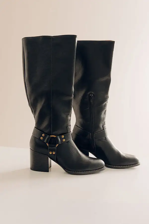 Faux Leather Knee High Boots