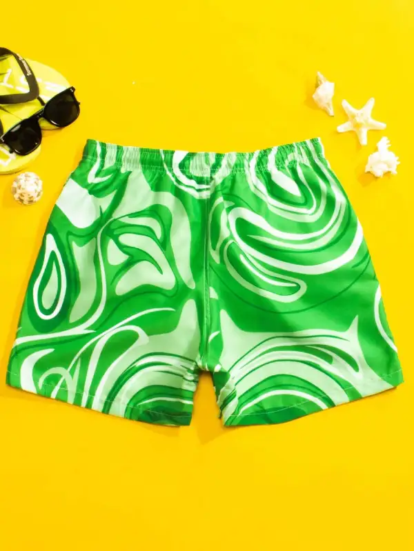 Men's Swirl Print Beach Shorts