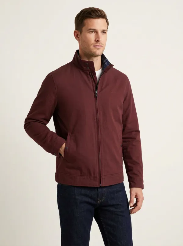 Men's Casual Plaid Collar Grey Zip-up Jacket