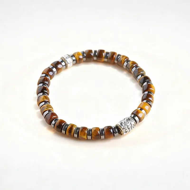 Natural Tiger Eye Antique Lion Bead Bracelet