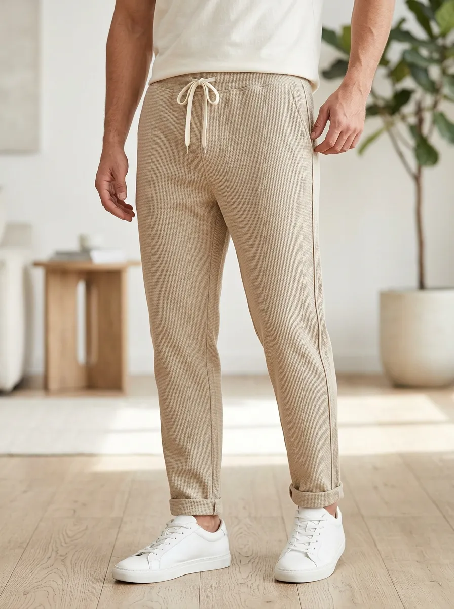 Men's Waffle-Knit Drawstring Lounge Pants