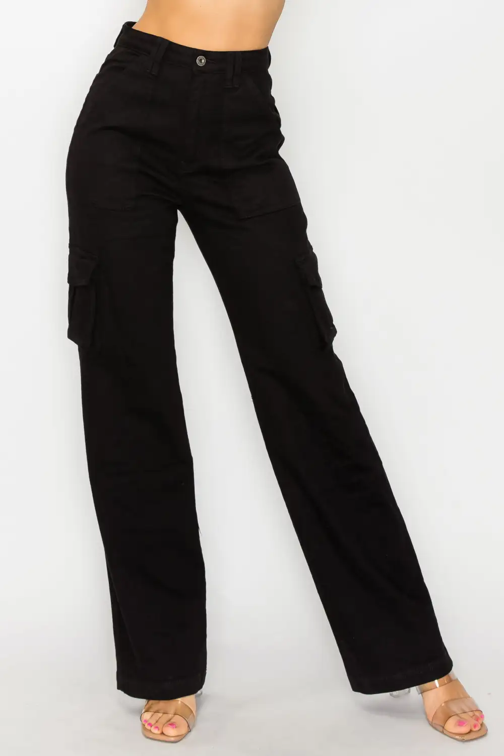 High-Rise Wide-Leg Cargo Jeans