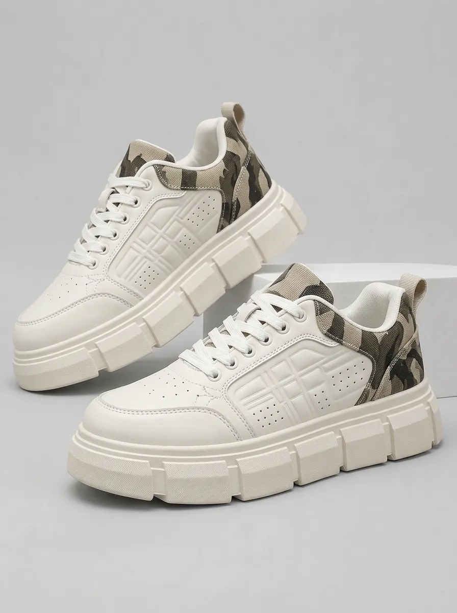 Men's Casual Camo Patchwork Chunky Skate Shoes