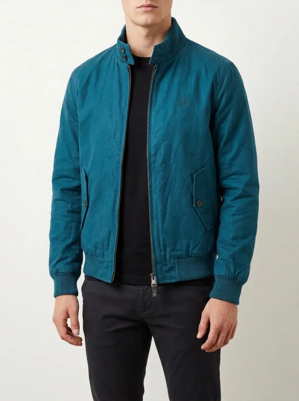 Men's Casual Minimalist Logo Embroidered Zip-Up Bomber Jacket