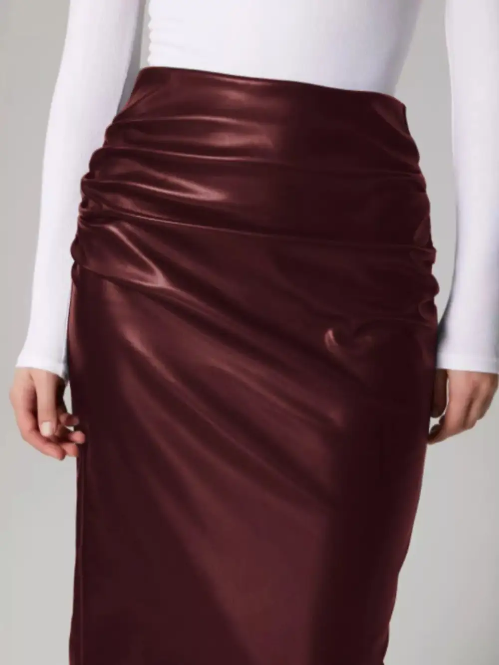 Faux Leather Slit Skirt