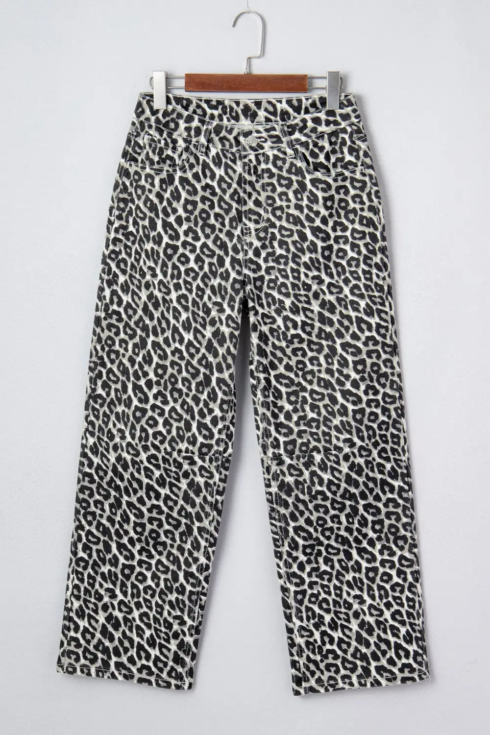 Women's Leopard Print Barrel Jeans