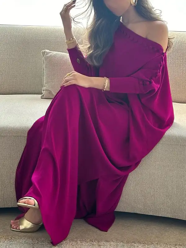 Loose Color Buttoned Maxi Dress
