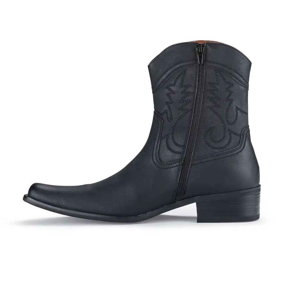 Faux-Leather Pointed-Toe Zip-Up Western Boots