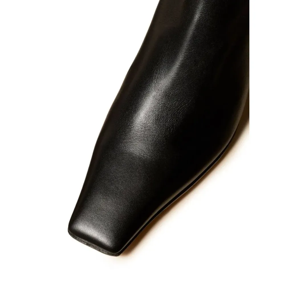 Faux-Leather Zip-Up Pull-On Square-Toe Over-the-Knee Boots