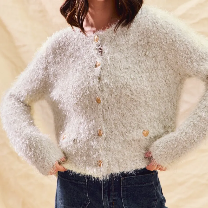 Classic Button Front Dropped Shoulder Cardigan