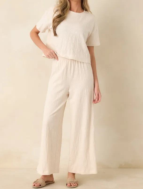 Ivory Textured Cropped Tee