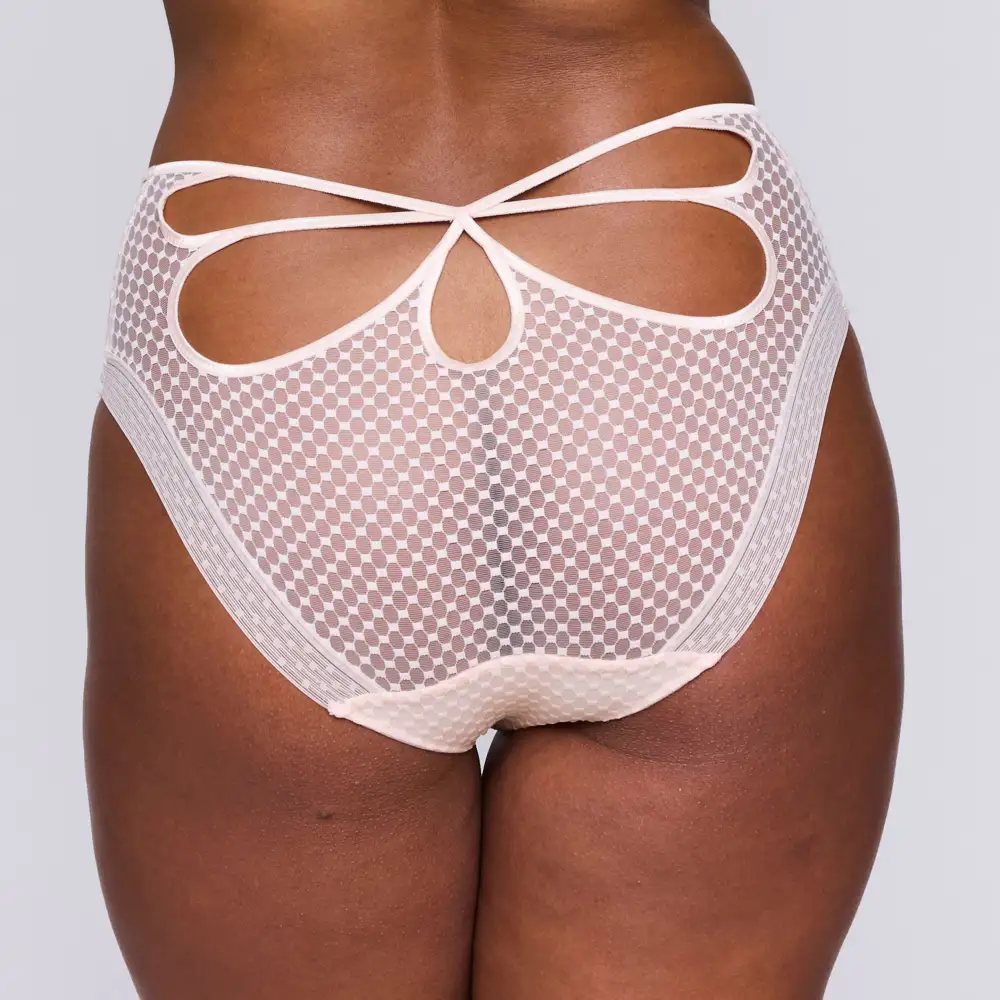 Women's Full Coverage Flat Seams Elastic Waistband Cotton Gusset Embroidery Mesh Cotton Cutout Detail Boxer Panty