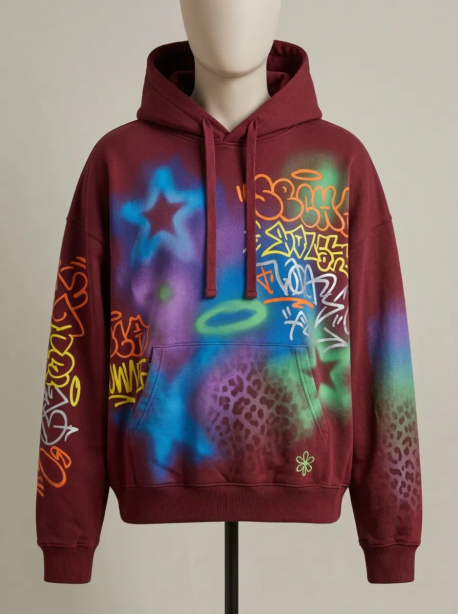 Unisex Streetwear Graffiti Star Leopard Dynamic Pattern Hoodie