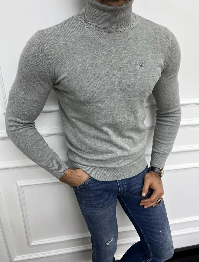 Classic Slim Fit Cotton Turtleneck Sweater