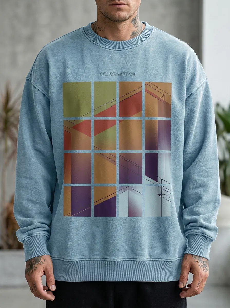 Men's Abstract Geometric Architecture Printed Sweatshirt