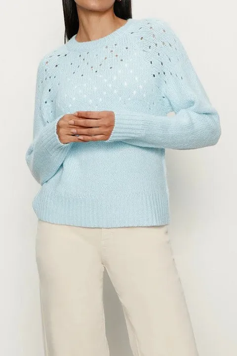 Women's Light Blue Openwork Knit Sweater