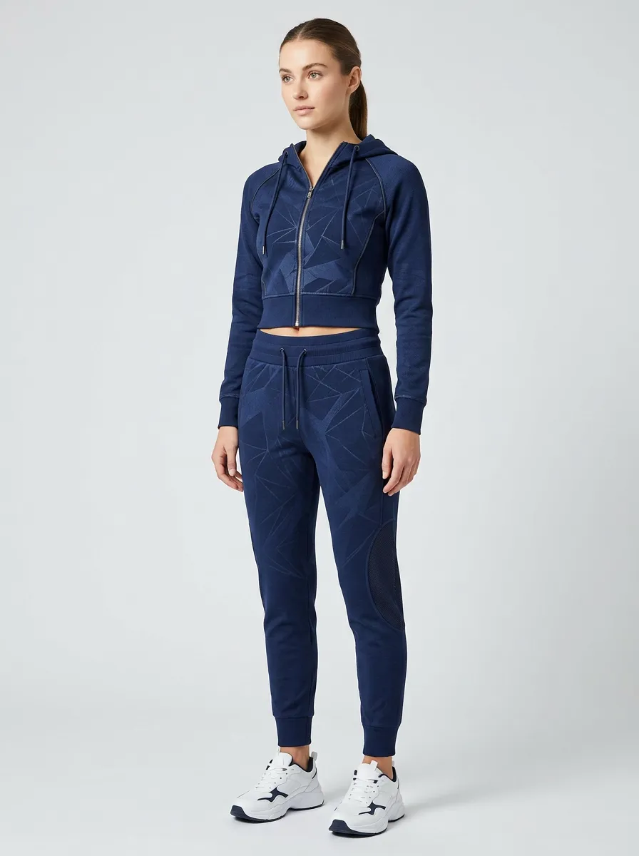 Women's Athletic Geometric Pattern Printed Tracksuit