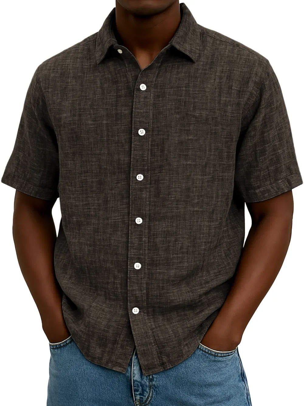 Easy Fit Linen Blend Button Front Shirt