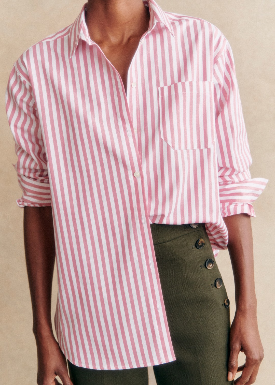 High-Rise Two-Button Straight Jeans