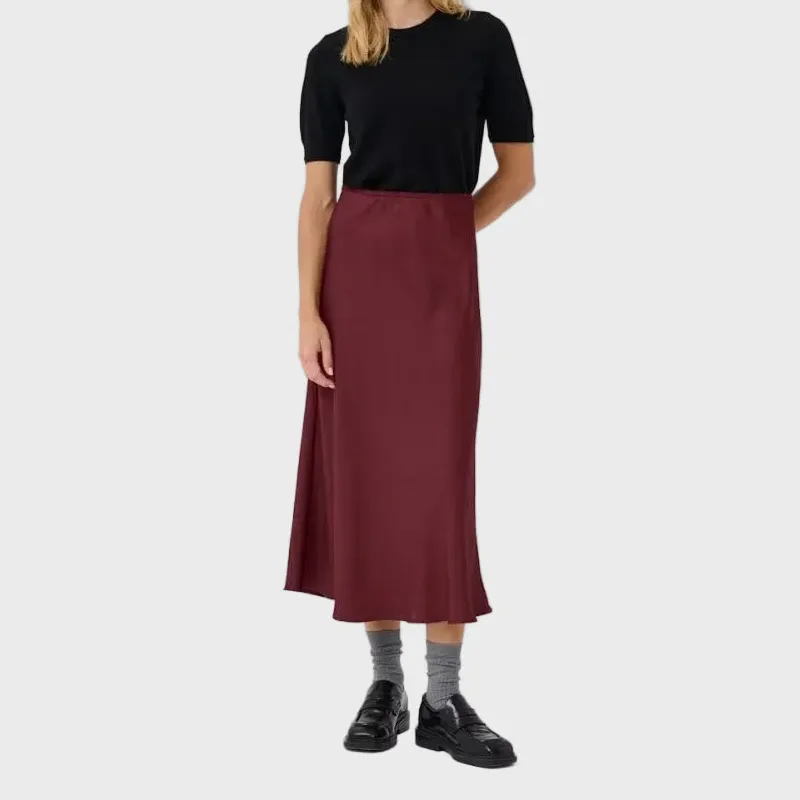 Lustrous A-Line Midi Skirt