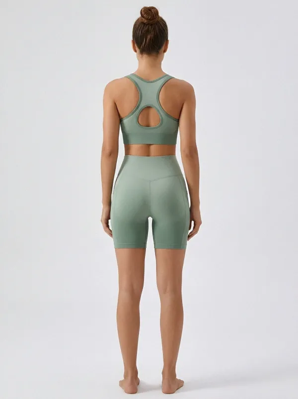 Easy-Wear Ribbed Texture Seamless Design Wardrobe Women's Tank Top And Sports Shorts Set