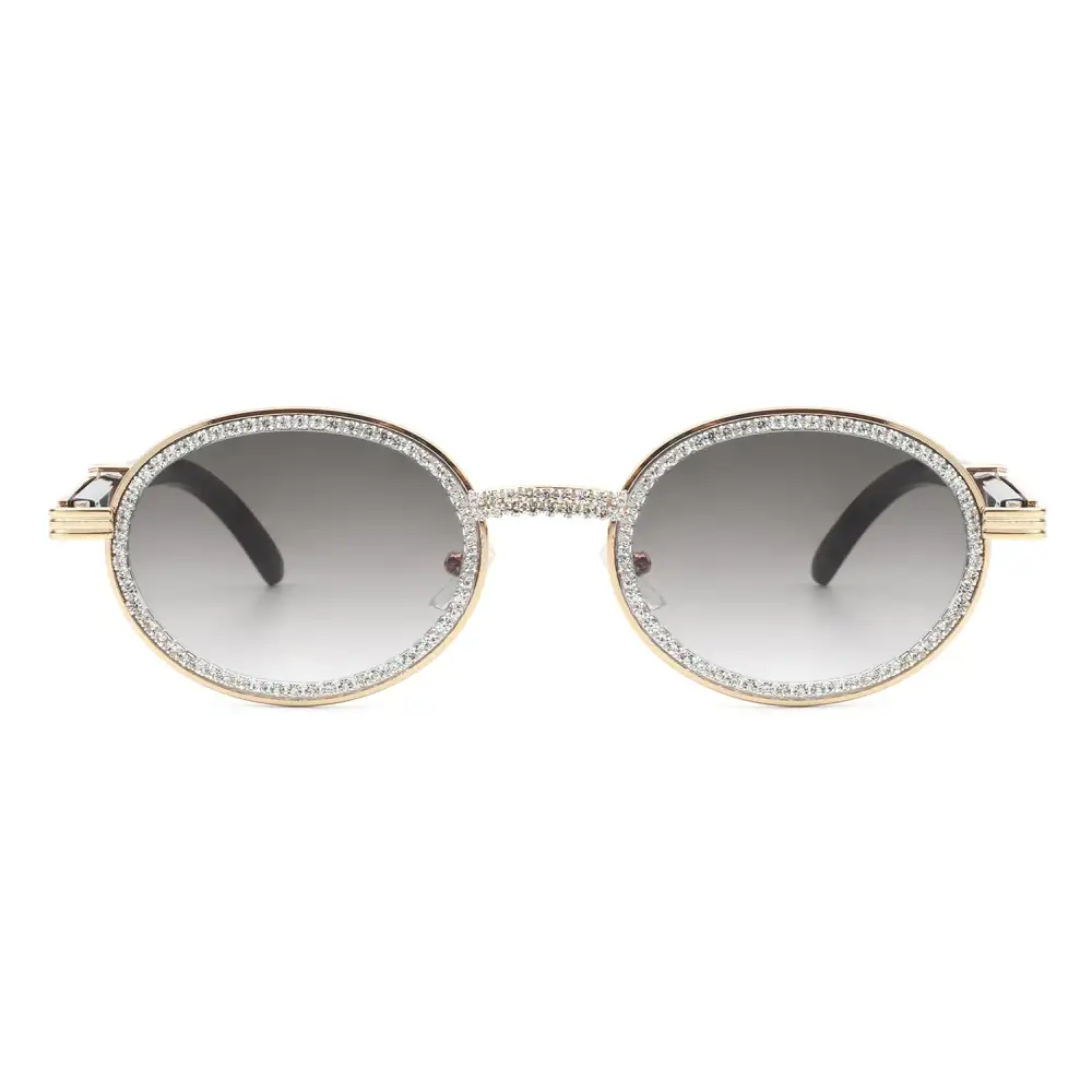 Round Circle Retro Glitter Tinted Vintage Sunglasses