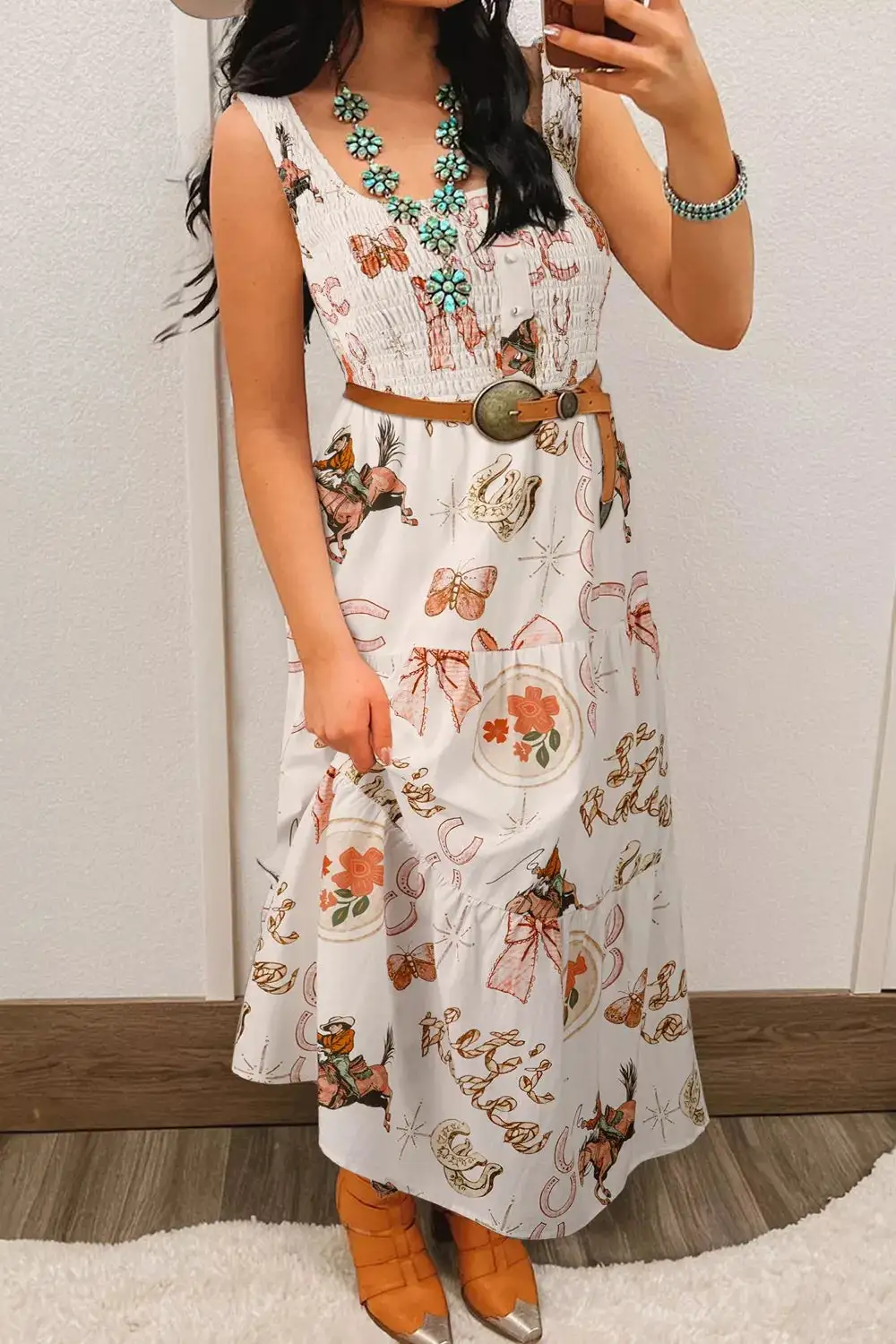 Soft Touch Printed Sleeveless Midi Dress
