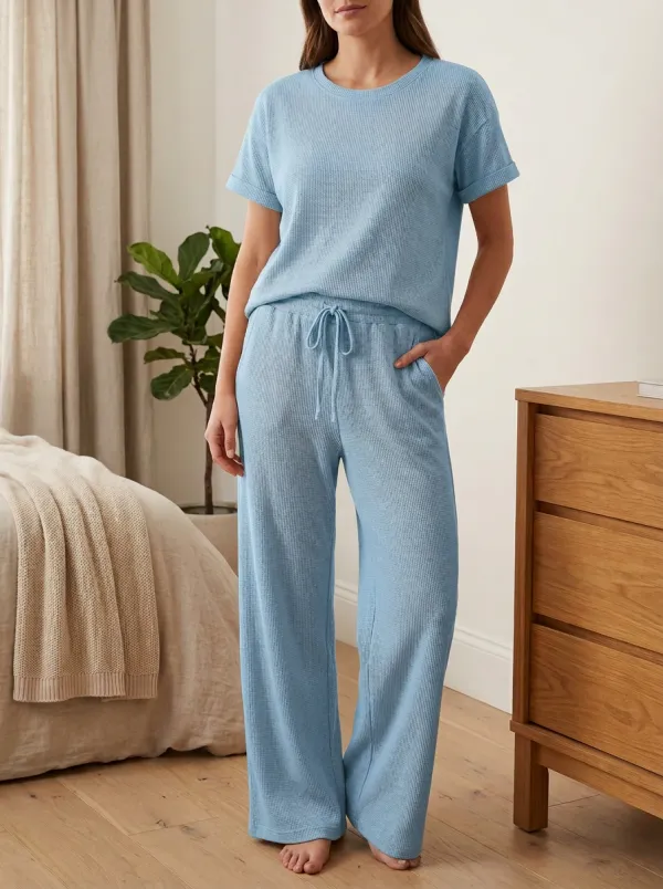 Waffle Knit Loungewear Set