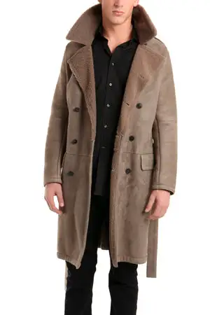 Suede Shearling Double-Breasted Jacket