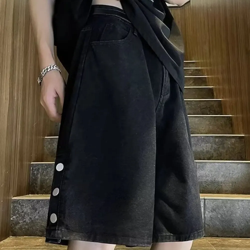 Loose Fit Washed Denim Shorts