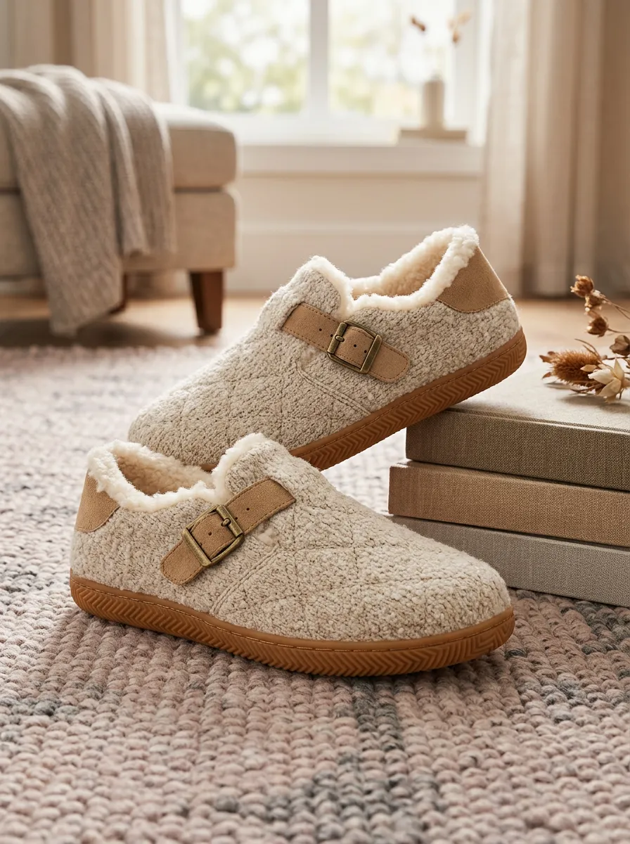 Classic Quilted Fleece Lined Shape Unisex Warm Wool Shoes