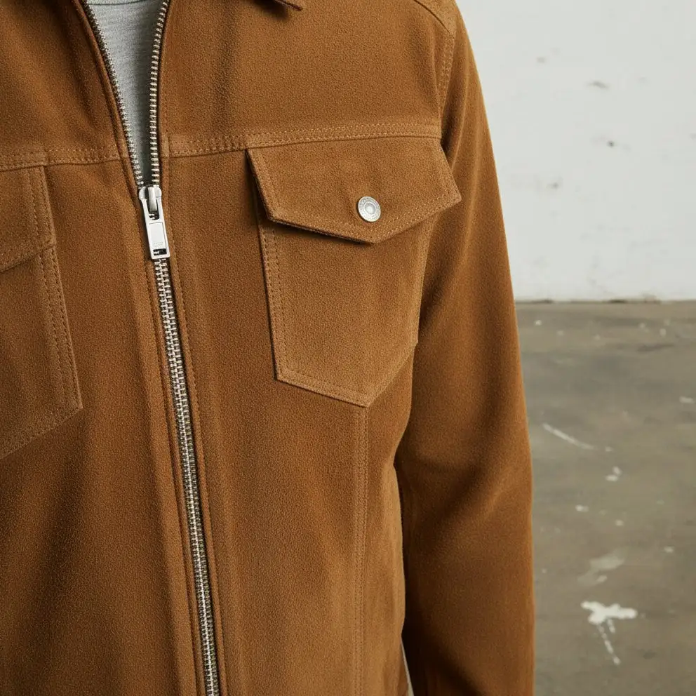 Rugged Suede Trucker Jacket